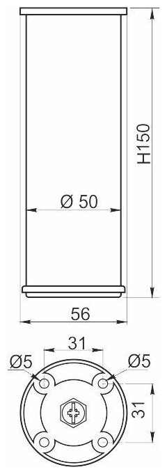 Опора регулируемая NM-BD869-150 50х150мм, алюминиевая, 125кг GTV - фото №2