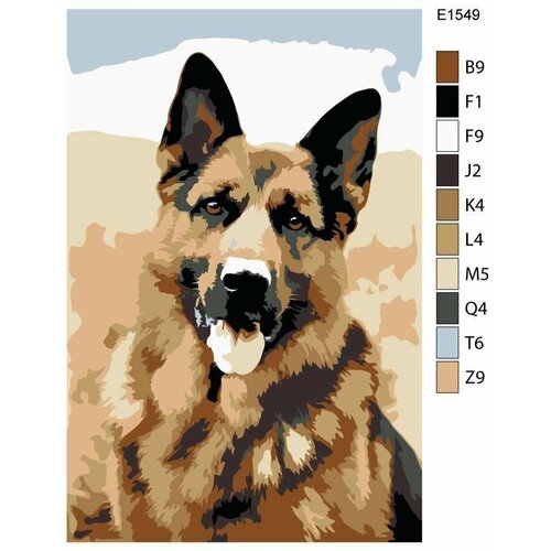 Детская картина по номерам E1549 Собака Немецкая овчарка 20x30