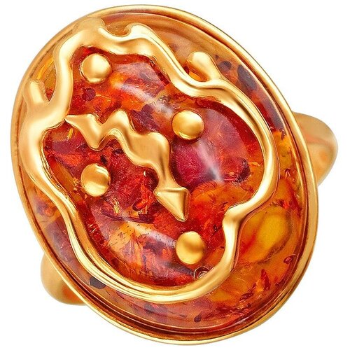 фото Эстет кольцо с янтарем из серебра с позолотой 51к450553п, размер 19.5