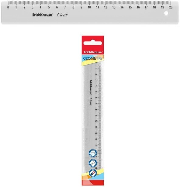 ErichKrause Линейка 20 см ErichKrause "Clear", прозрачная