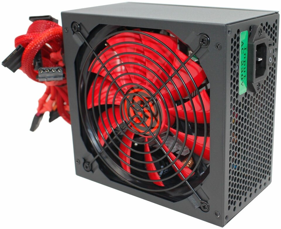 Ginzzu PC700 14CM(Red) 80+ black, APFC,24+4p,2 PCI-E(6+2), 7*SATA, 4*IDE, оплетка, кабель питания, цвет