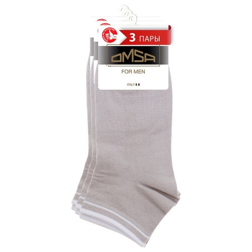 Носки мужские OMSA ACTIVE 105, носки мужские короткие, носки хлопок, носки спортивные, Nero 39-41, набор 3 шт