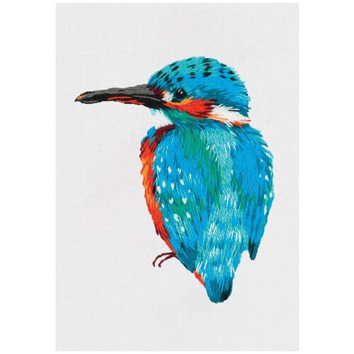 фото Набор для вышивания гладью panna живая картина, голубой зимородок (jk-2197)