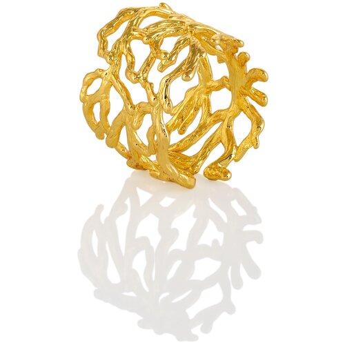 Дизайнерское массивное женское золотистое кольцо