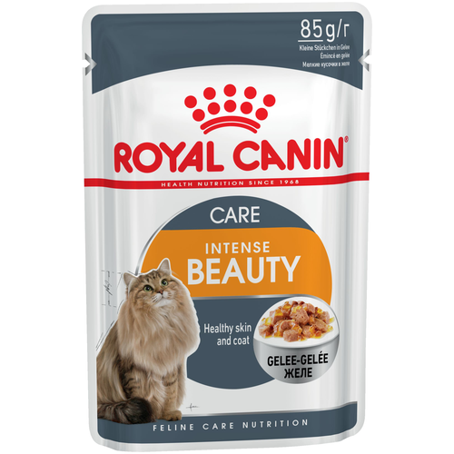 Влажный корм для кошек Royal Canin Intense Beauty 2 шт. х 85 г (кусочки в желе) royal canin корм влажный intense beauty для кошек старше 1 года для поддержания красоты шерсти кусочки в желе 85 г 2 шт