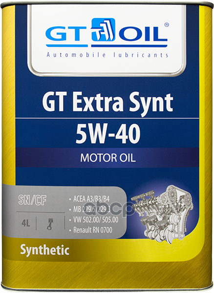 GT OIL Масло Моторное 5W40 4L Синтетика Gt Extra Synt