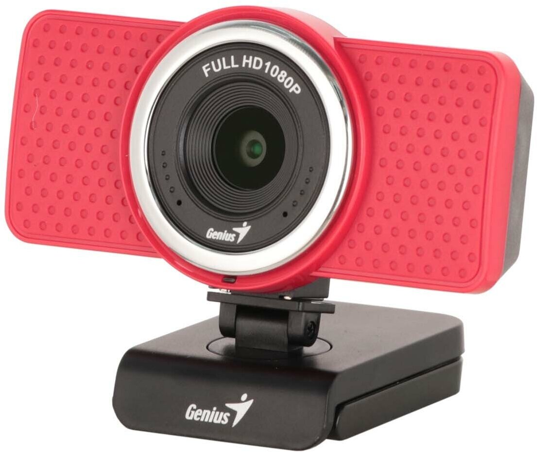 Веб-камера Genius ECam 8000 красная (Red), 1080p Full HD, Mic, 360°, универсальное мониторное крепление, гнездо для штатива