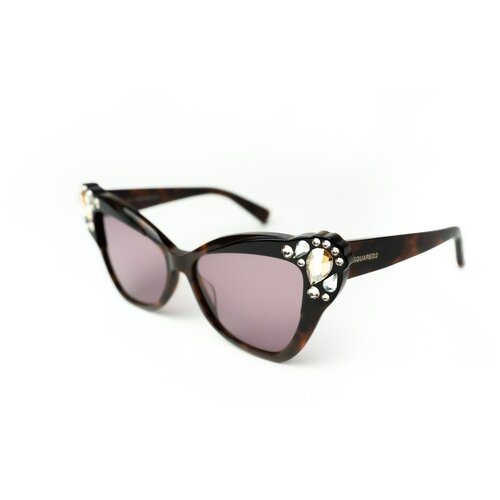 фото Солнцезащитные очки dsquared2, кошачий глаз, градиентные, с защитой от уф, для женщин, коричневый