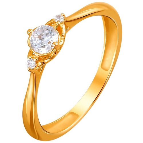 фото Эстет кольцо с 3 фианитами из красного золота 01к1112009, размер 17.5