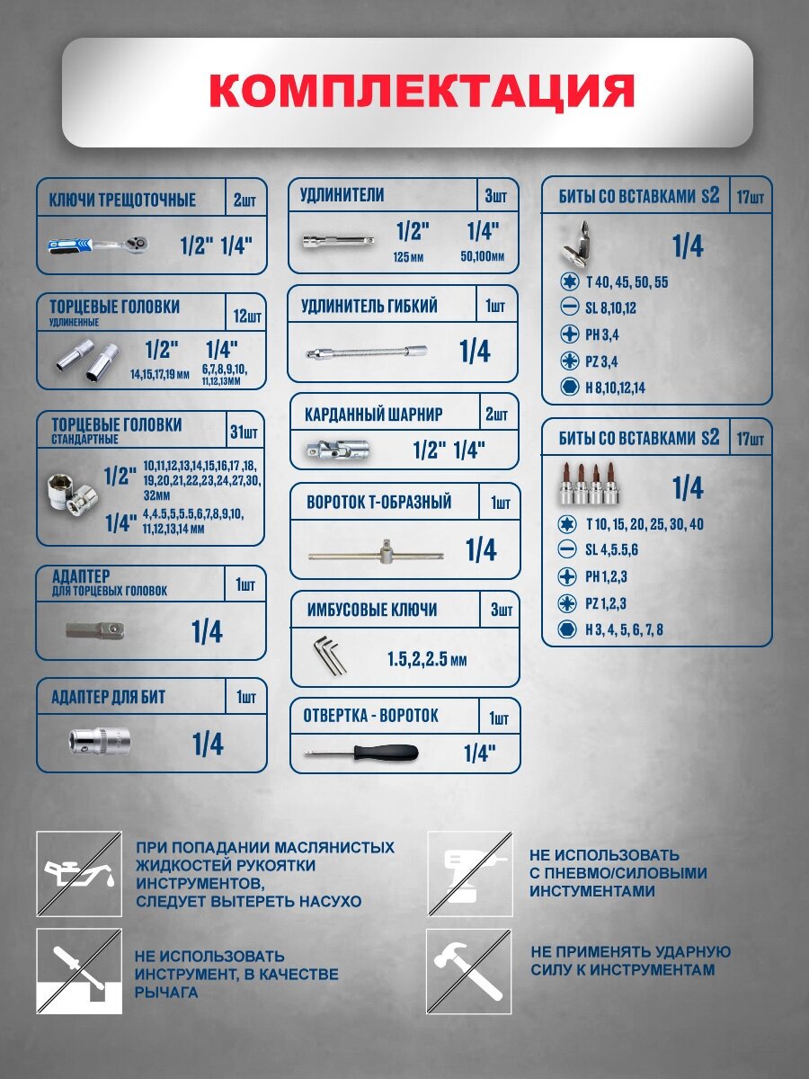 Набор ручных инструментов Goodking B-10094, 94 предмета