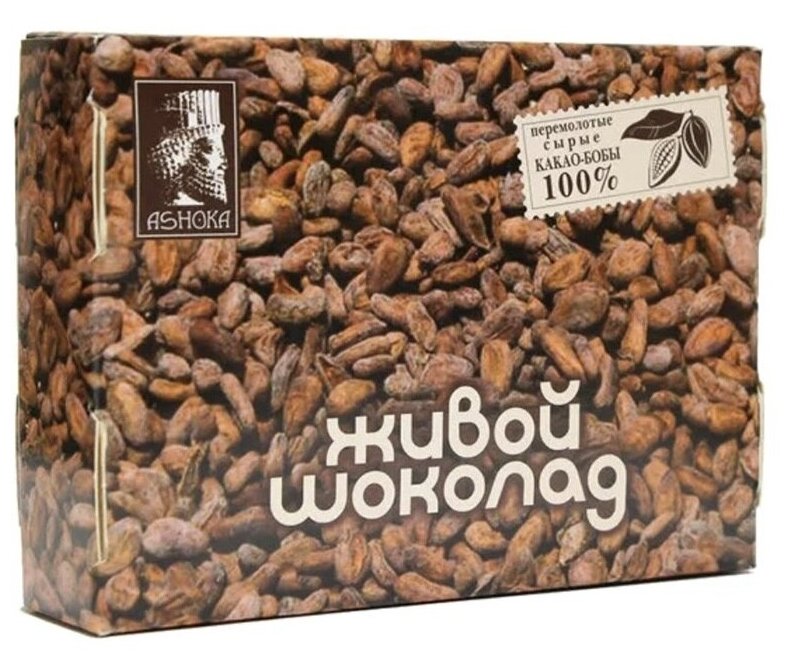 "Живой шоколад", плитка из перемолотых какао-бобов, 180гр, 11.5х8.5х3см