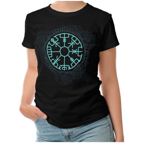 Женская футболка «VEGVISIR» (M, черный)