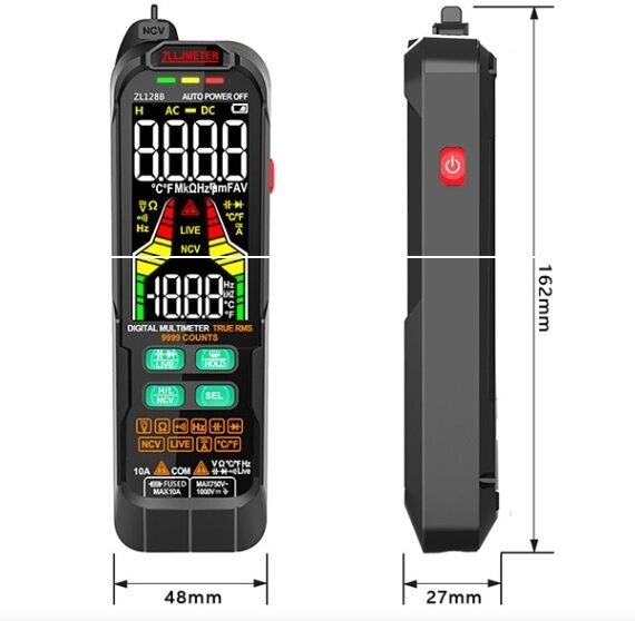 Цифровой профессиональный мультиметр ZLLJMETER ZL128В True RMS. 14 функций. USB Li-Ion.