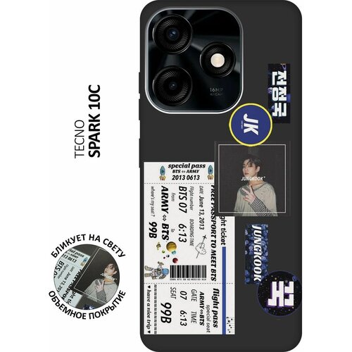 Матовый чехол BTS Stickers для Tecno Spark 10C / Техно Спарк 10С с 3D эффектом черный матовый чехол gagarin stickers для tecno spark 10c техно спарк 10с с 3d эффектом черный