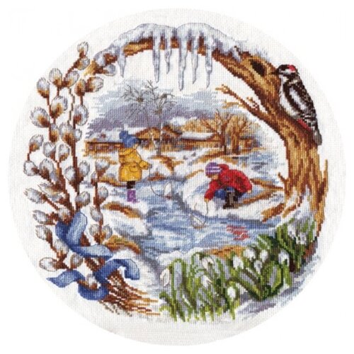 PANNA Набор для вышивания Весенний ручеек 24 х 26 см (D-1236), разноцветный, 26 х 24 см