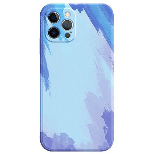 фото Чехол-накладка mypads на iphone 12 (6.1) / iphone 12 pro (6.1) из мягкого силикона с безумно красивым рисунком «тематика акварель» голубая