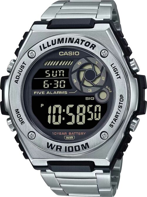 Наручные часы CASIO MWD-100HD-1B, черный, серебряный