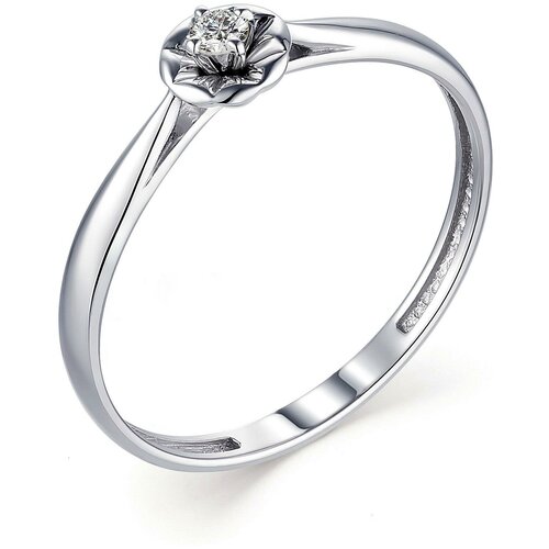 фото Алькор кольцо с 1 бриллиантом из белого золота 13213-200, размер 18