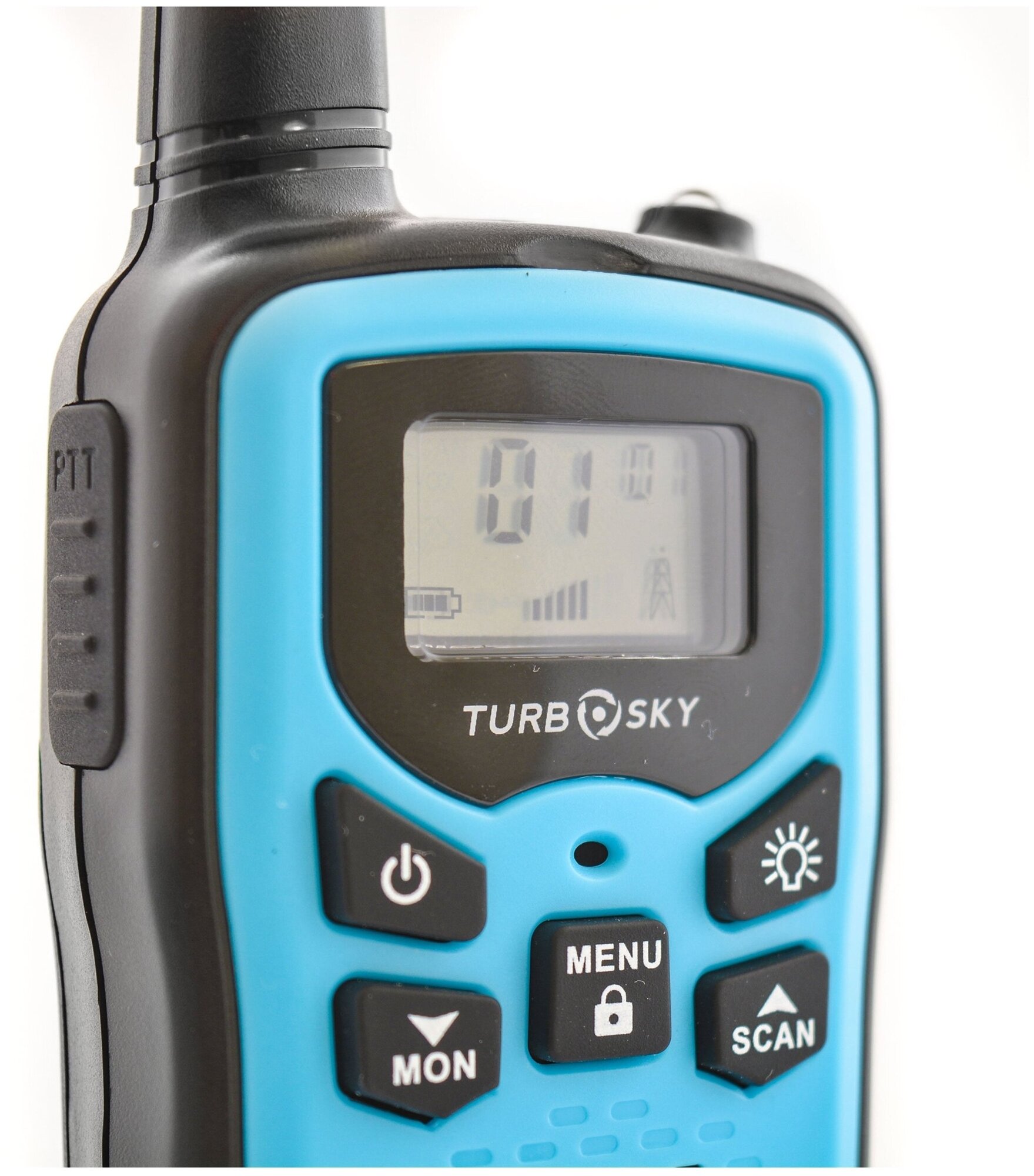 Комплект раций Turbosky T25 8кан. до 5км компл.:2шт AAA черный/синий - фото №5