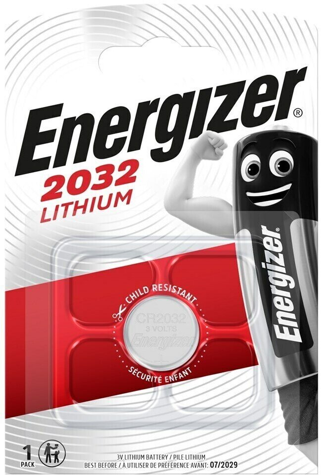 Батарейка Energizer CR2032 Lithium литиевая дисковая, 1шт на блистере, 3V 10 штук