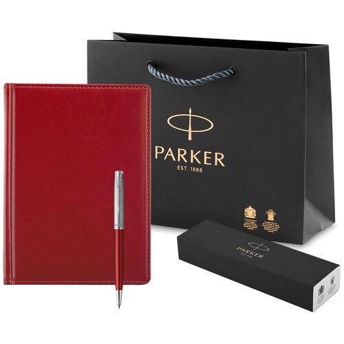фото Подарочный набор: ручка parker sonnet entry point red steel и ежедневник. бизнес подарок.