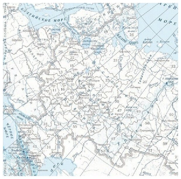 Настенная контурная карта Российской Федерации, масштаб 1:9 500 000, 90х60см