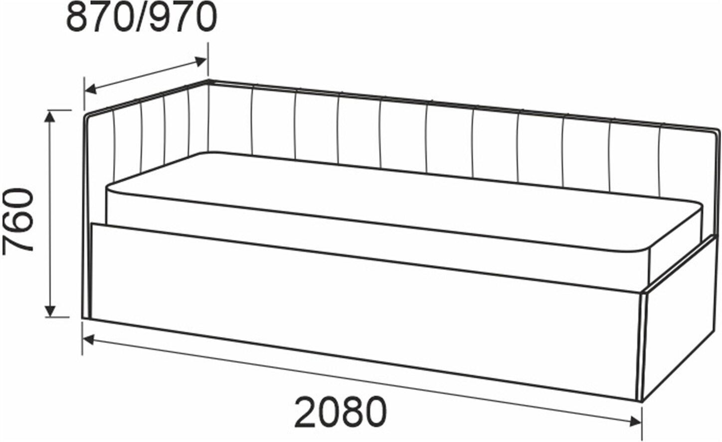 Кровать c подъёмным механизмом Hoff Мика, 90х200 см, цвет серый