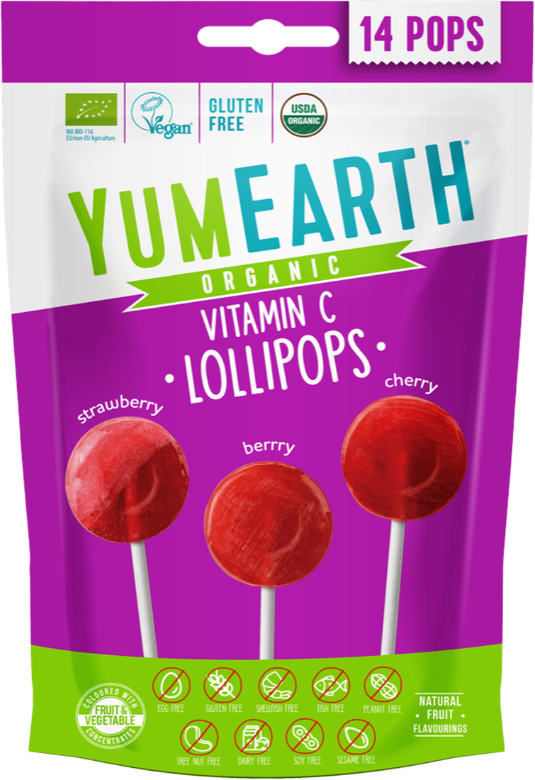 Органические леденцы на палочке YumEarth Organic Vitamin С Lollipops Ассорти 14 леденцов