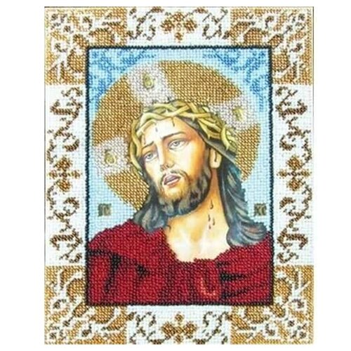 Вышиваем бисером Набор для вышивания бисером Икона Иисус в терновом венце (L-10), 24 х 24 см икона спас в терновом венце размер 8 5 х 12 5 см