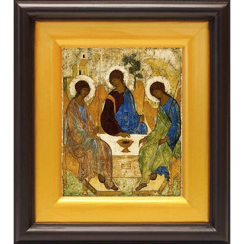 Святая Троица, Андрей Рублев, XV в, икона в широком киоте 16,5*18,5 см