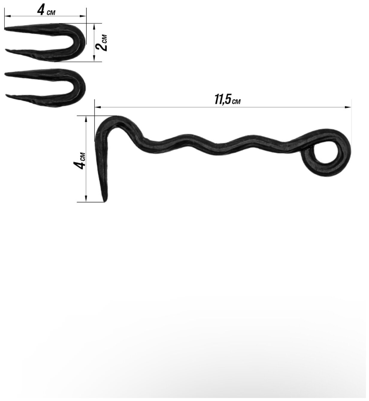 Крючок ветровой кованый Волна 12 см., цвет: черный для калиток, дверей, ворот - фотография № 2