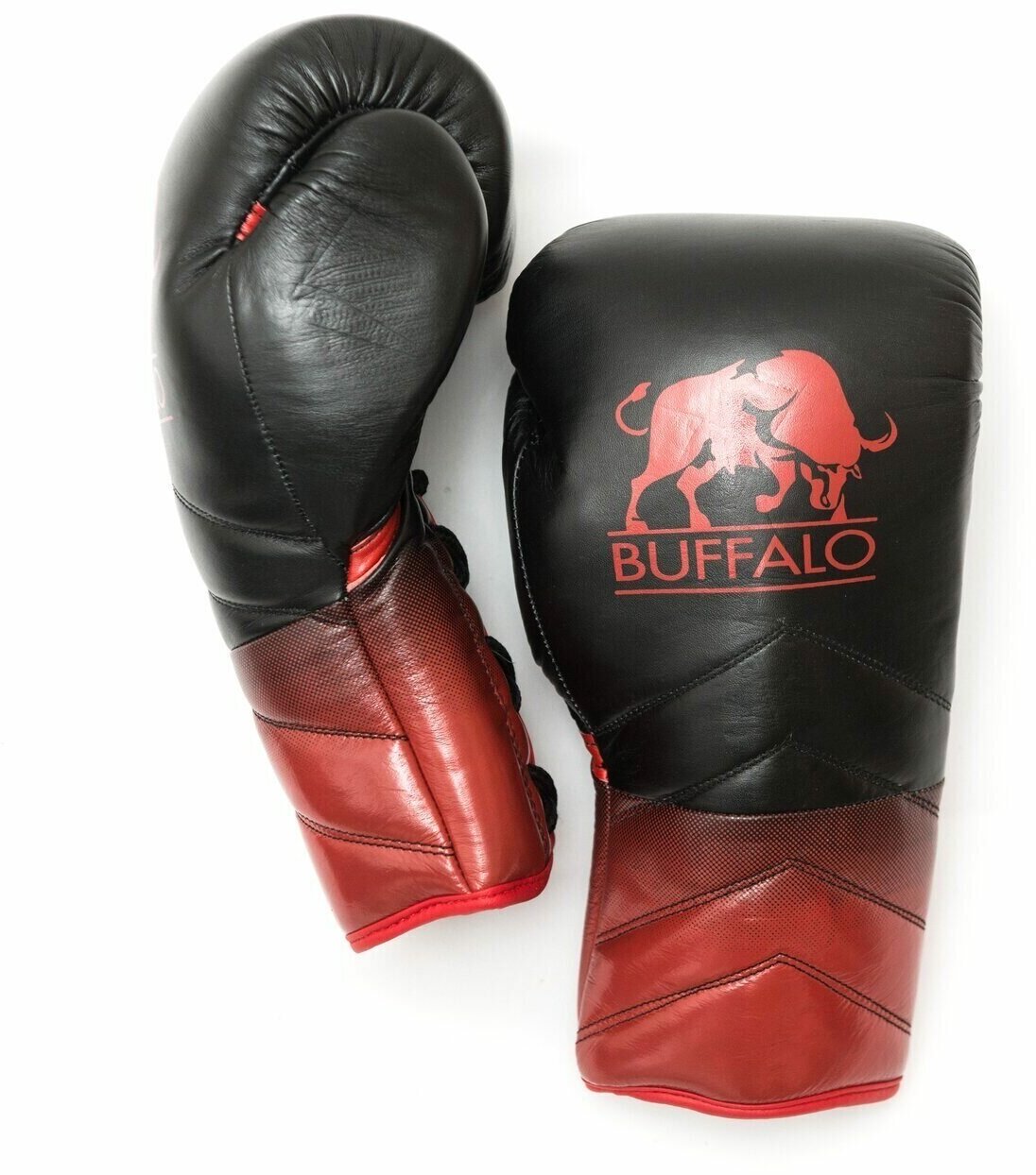 Перчатки боксерские Buffalo кожаные на шнуровке 12 oz Black/Red