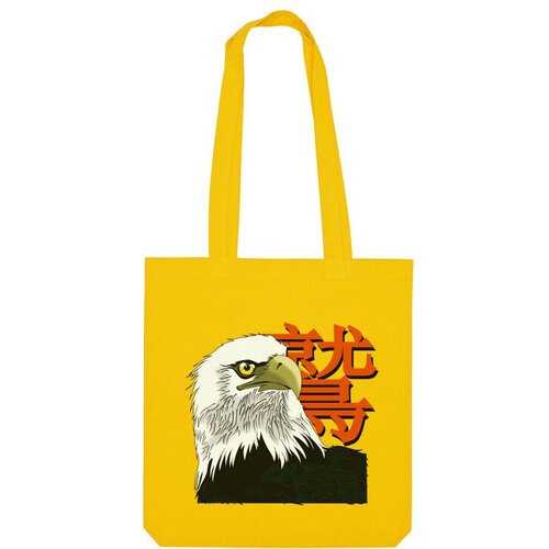 Сумка шоппер Us Basic, желтый летающая птица орёл