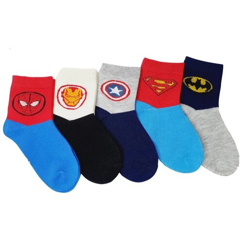 фото Носки детские логотипы супергероев 5 пар размер 3-4 года syntat