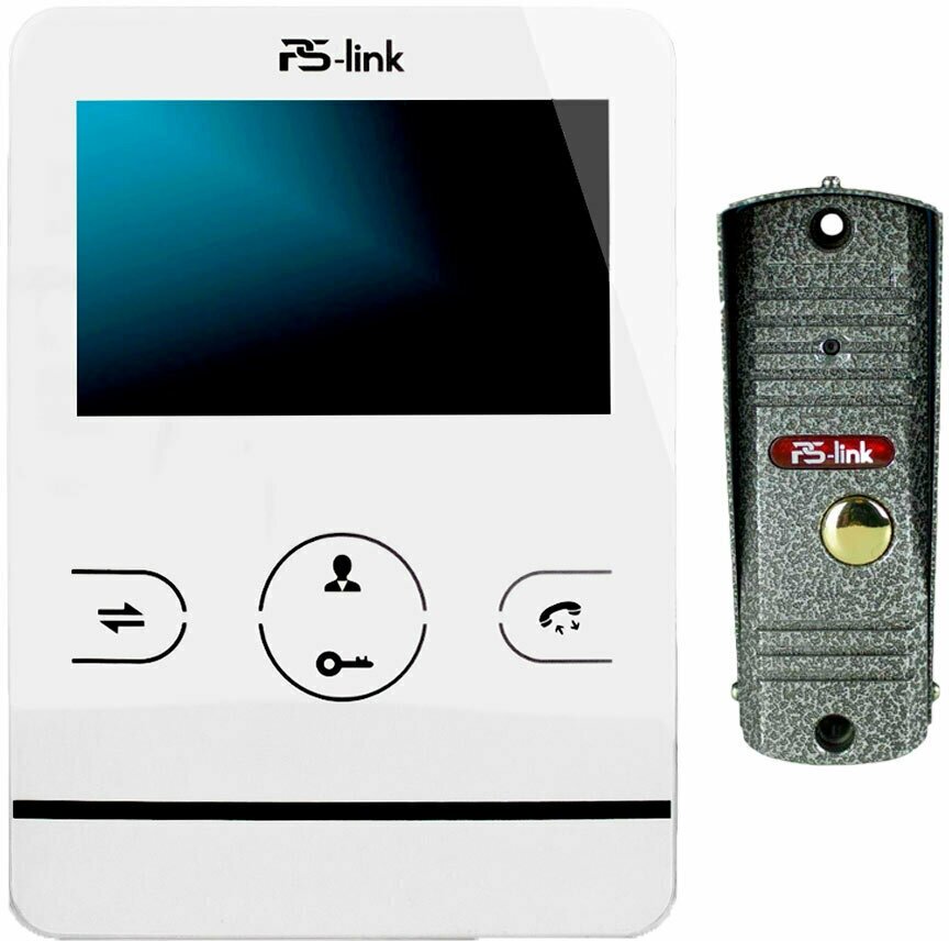 Комплект видеодомофона с вызывной панелью PS-link KIT-402DPW-201CR-S