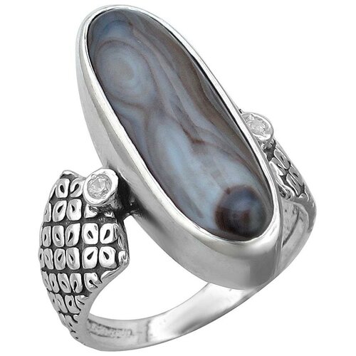 фото Эстет кольцо с агатами и фианитами из серебра к3к453589, размер 16.5