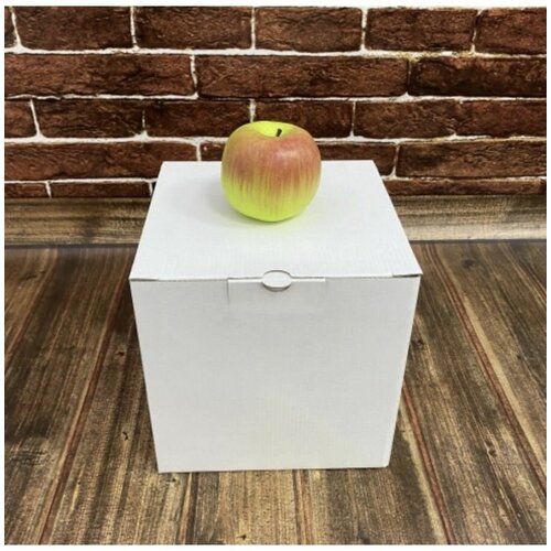 Коробка самосборная с откидной крышкой и замочком 20х20х20 Т23Е бел/бел без печати белый - 30шт.