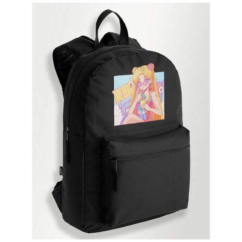 Черный школьный рюкзак с DTF печатью Sailor Moon Аниме Сэйлор мун, Венера - 1017