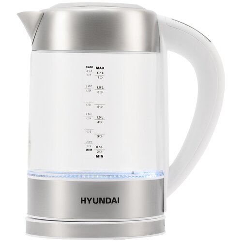 Чайник Hyundai HYK-S5807 1.7л. 2200Вт белый/серебристый (стекло)