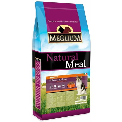 MEGLIUM ADULT 15 кг сухой корм для кошек курица, индейка 1 шт