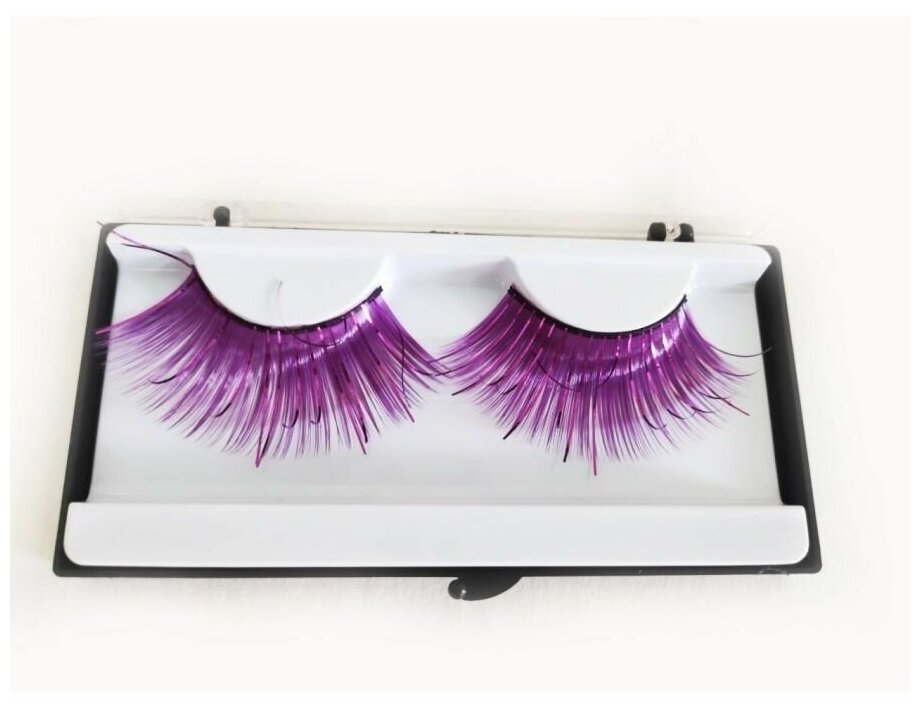 Ресницы накладные Фиолетовые для девочек карнавальные для украшения — фото 1