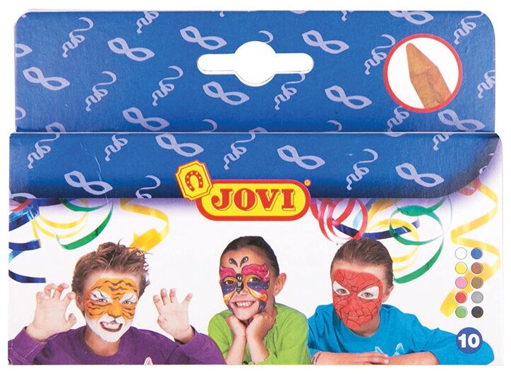 Грим для лица JOVI (Испания), 10 цветов, пигментированный воск, картонная упаковка
