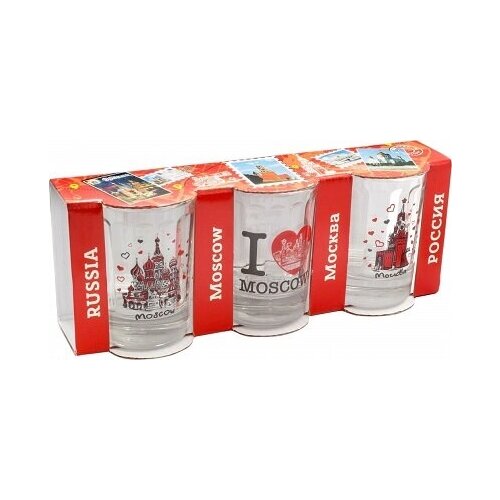 Набор дизайнерских стопок Москва 3 штуки 50 мл