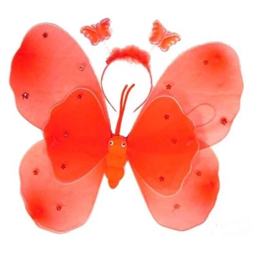 Крылья феи, бабочки, с палочкой и ободком, цвет Красный крылья феи бабочки с палочкой и ободком цвет розовый