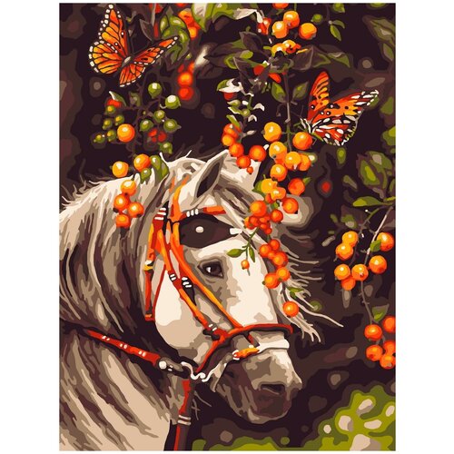 фото Набор для творчества lori картина по номерам "белая лошадь"