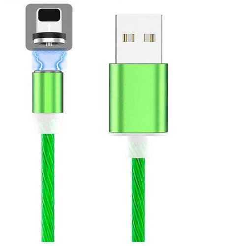 Кабель USB Lightning 8Pin X-Cable Магнитный Светящийся 1м зеленый