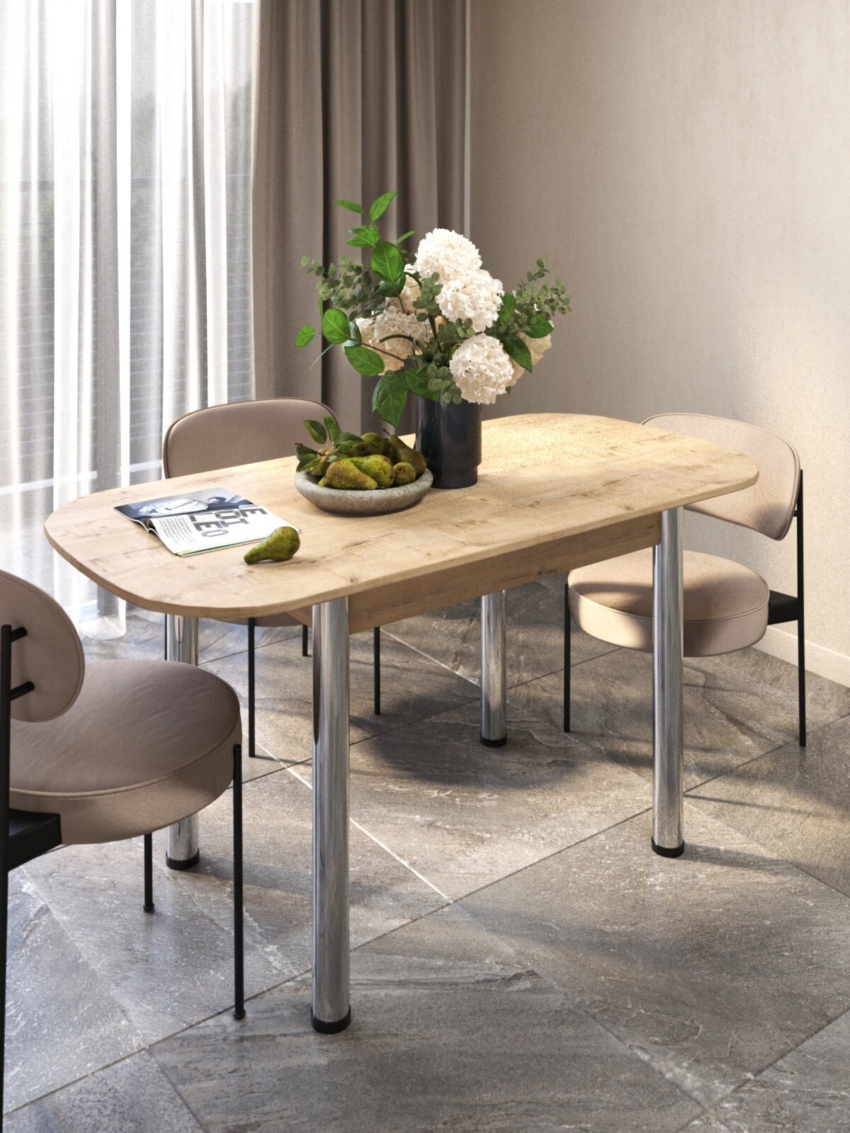 фото Стол кухонный раздвижной 105(142)х76х70см