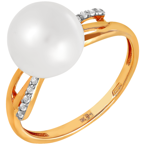 фото Примаэксклюзив кольцо с жемчугом и фианитами из красного золота 190-1-747р, размер 18