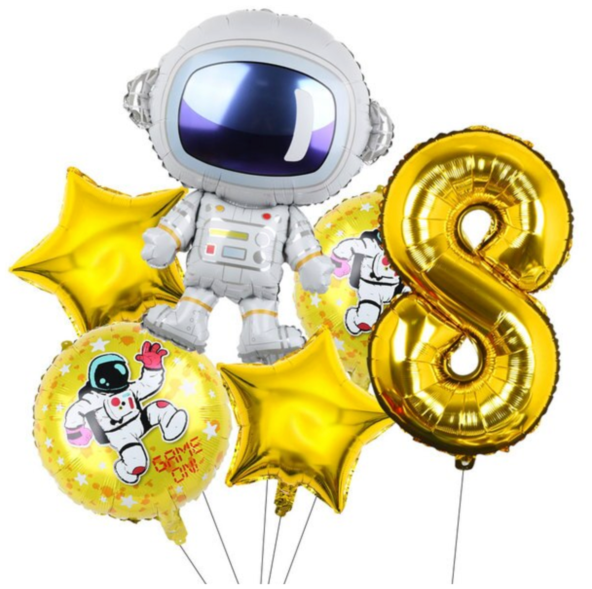 Воздушный шар фольгированный цифра 8, золотой, высота 81 см.