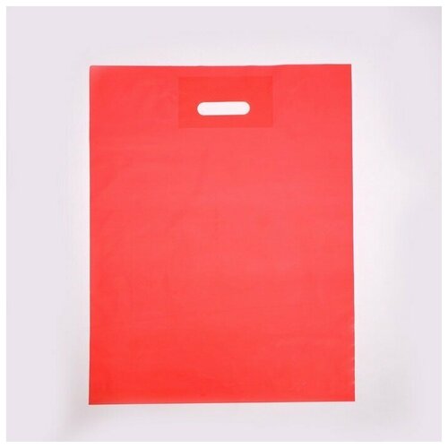 Пакет полиэтиленовый с вырубной ручкой, Красный 30-40 См, 70 мкм (50шт.)
